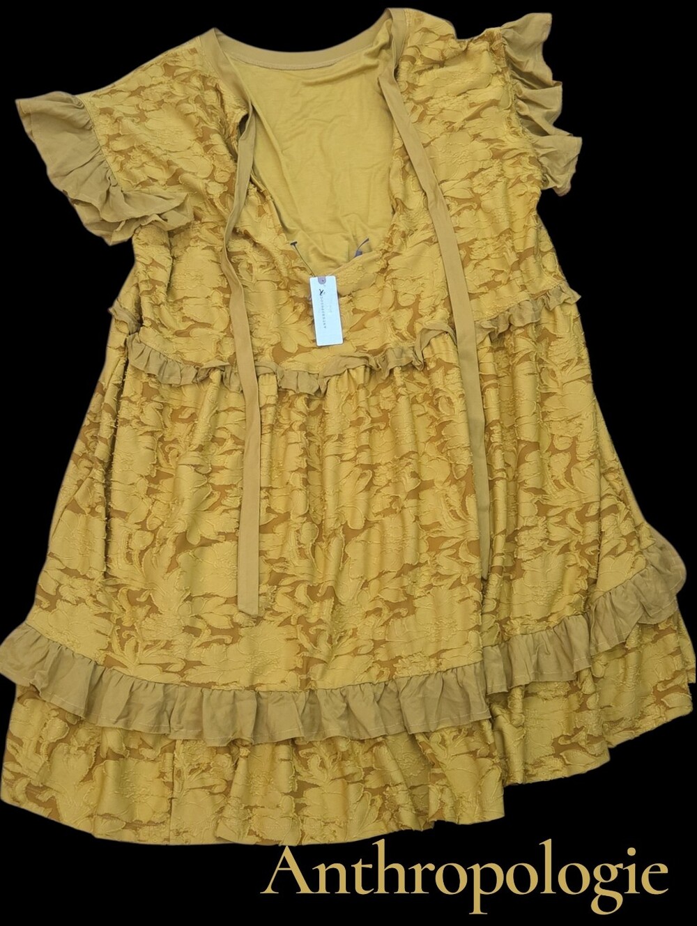 Anthroplogie lace and ruffles lined dress Women Plus 1X
